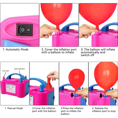Electric Balloon Pump with Double Nozzle Inflator 110V-120V 600W High Power Blower Portable Pumper for Party, Wedding, Birthday & Event Decoration- (Pack of 1 Pcs)