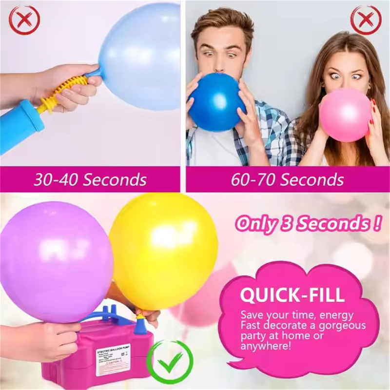Electric Balloon Pump with Double Nozzle Inflator 110V-120V 600W High Power Blower Portable Pumper for Party, Wedding, Birthday & Event Decoration- (Pack of 1 Pcs)
