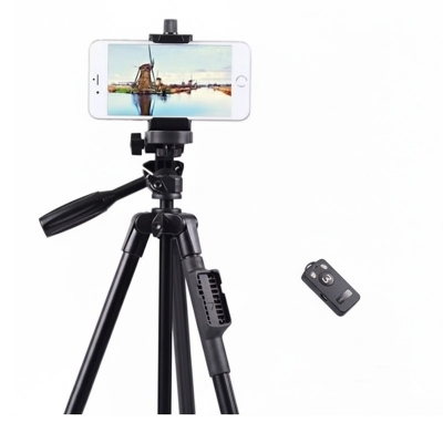 Picture of Yunteng 5208 Import 43cm Tripod with Bluetooth Remote Control Shutter for Mobile Phones, DSLR, and Sports Cameras - Black