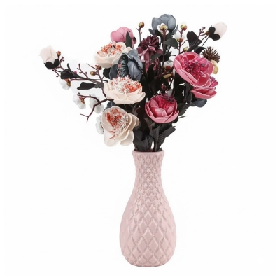 Picture of Nordic style diamond pattern vase fake plastic flower vase pot home decoration( 1psc) - Flower Vase