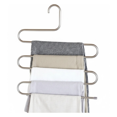 Picture of 5 layers Stainless Steel Clothes Hangers S Shape Pants Storage Hangers Clothes Storage Rack Multilayer Storage Cloth Hanger