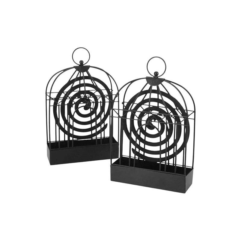 Picture of Birdcage Shape Iron Mosquito Coil Holder Stand Mosquito Repellent Incense Burner Holder Hanger for Indoor Home Living Room Bedroom Hotel-Black / 1Pcs