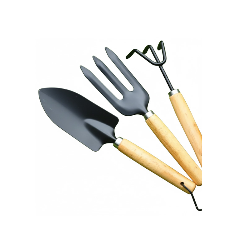 Picture of Garden Tools Set Large 10inch - 3 Pcs Wood Handle Potted Plants Shovel Rake Spade - Gardening Tools.