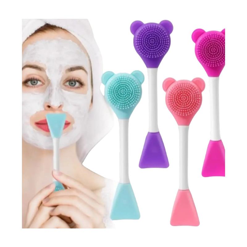 Picture of Double Head Facial Mask Brush Silicone Applicator Spoon Spatula Stirring Stick Women Skin Face Cleansing Care Home Makeup Tools
