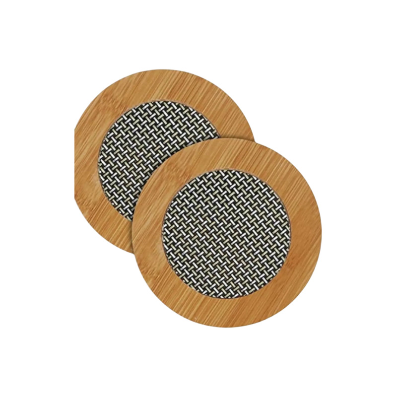 Picture of Round Shape(S size)Bamboo Wooden Coaster Heat Table Pad, Pot Holder, Dining Table, Hot Utensils, Bowl, Tea Cup, Glass, for Office and Home