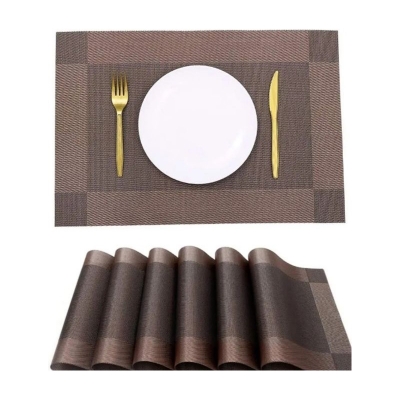Picture of 6 Pcs Placemat Fashion PVC Dining Table Mat Plate Pads Bowl Pad Coasters Table Cloth Pad Mats Table Bowl Mats