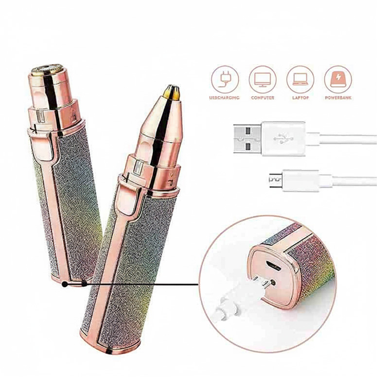 Picture of Portable 2 IN 1 Women Electric Painless Hair Remover Lady Shaver Eyebrow Shaper Facial Leg Armpit Bikini Body Trimme