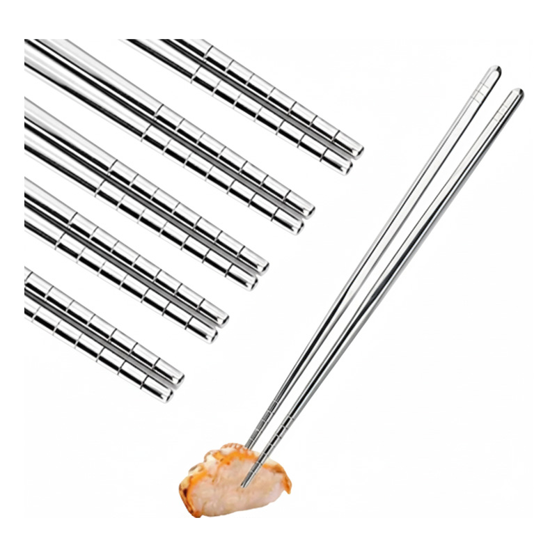 Picture of 1/ 2/3/ 5 Pairs( 1Pair = 2Pcs) Stainless Steel Chopsticks Set Chinese Metal Non-slip Steel Chopstick Kit Reusable Food Sushi Sticks Kitchen Tools