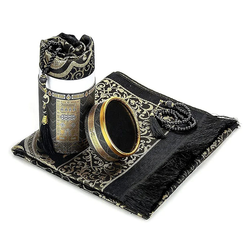 Picture of Muslim prayer mat and prayer beads with elegant Kaaba design gift box,Kabba Gift box, tajbi, Jaynamaj