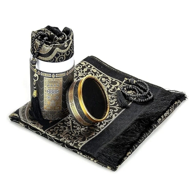 Picture of Muslim prayer mat and prayer beads with elegant Kaaba design gift box,Kabba Gift box, tajbi, Jaynamaj