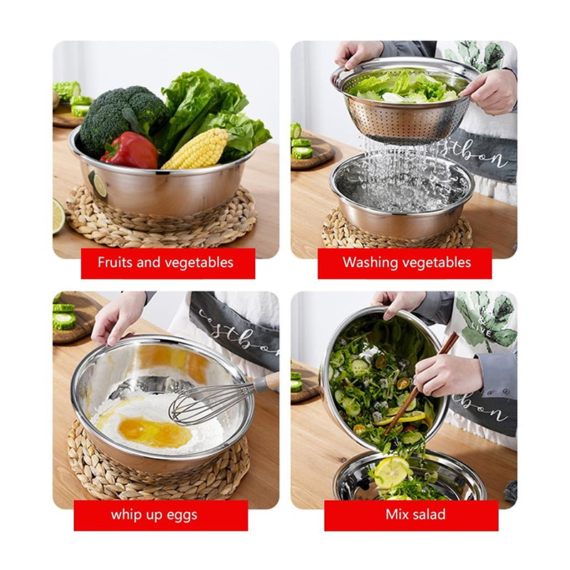 Picture of 26CM 3Pcs Thickened Stainless Steel Grater,Stainless Steel Thickened Cheese Grater for Washing Vegetables Washing Rice Hot Pot