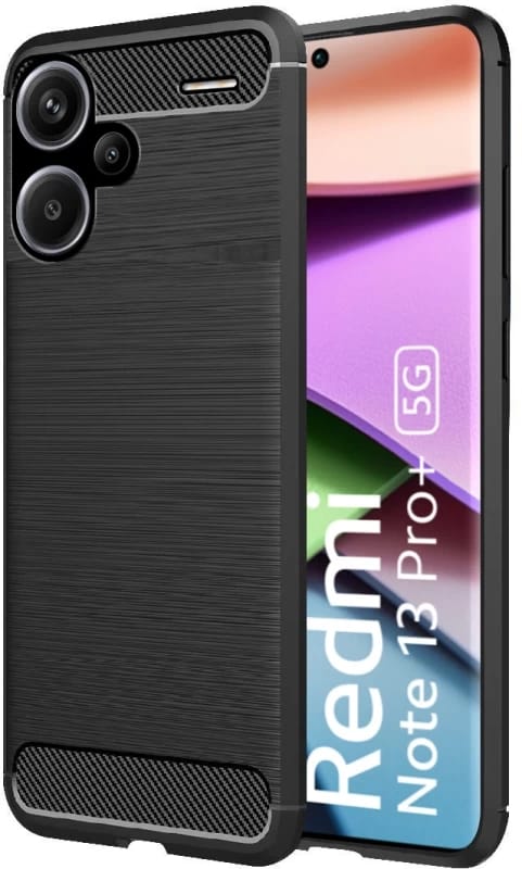 Picture of For Xiaomi Redmi Note 13 Pro+ 5G  Silicone Back Cover With Carbon Fiber Texture (Back Case Cover For Smartphone)