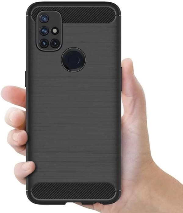 Picture of For OnePlus Nord N10 5G Silicone Back Cover With Carbon Fiber Texture (Back Case Cover For Smartphone)