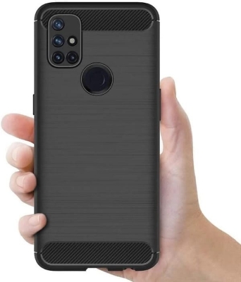 Picture of For OnePlus Nord N10 5G Silicone Back Cover With Carbon Fiber Texture (Back Case Cover For Smartphone)