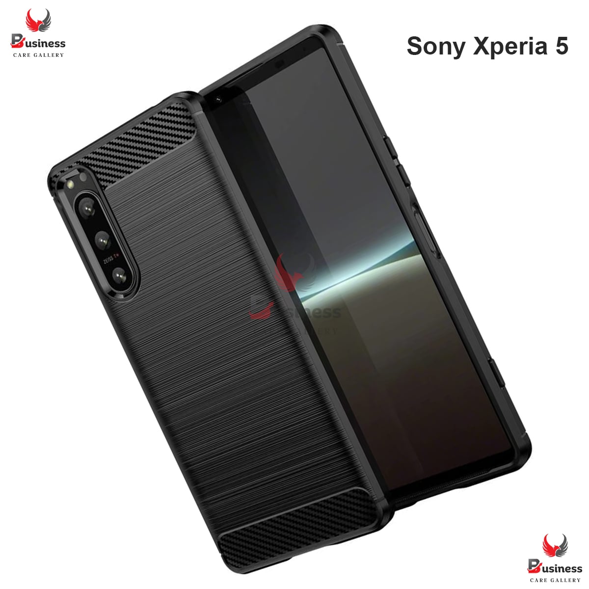 Picture of For Sony Xperia 5 Silicone Back Cover With Carbon Fiber Texture (Back Case Cover For Smartphone)