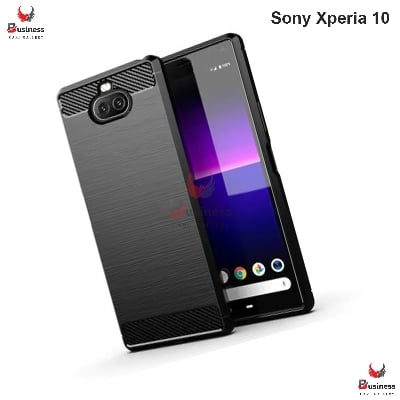 Picture of Carbon Fiber Case For Sony Xperia 10 - Luxury Stylish Rubber Silicone Armor Designed Shockproof Flexible Camera Bumper Protective TPU Back Cover (Back Case Cover For Smartphone)