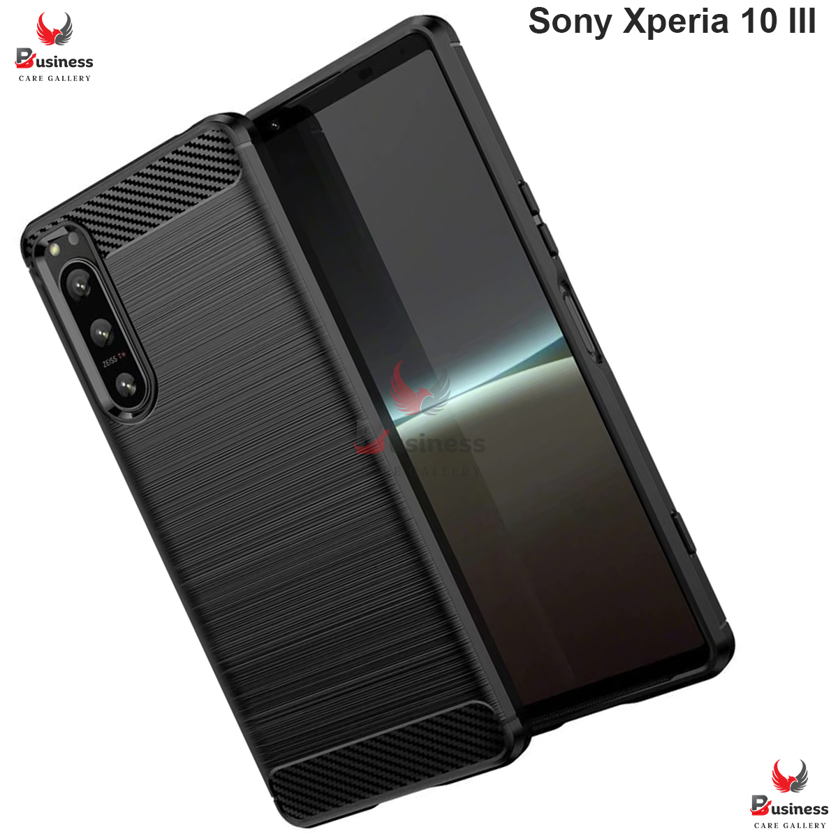 Picture of For Sony Xperia 10 III Silicone Back Cover With Carbon Fiber Texture (Back Case Cover For Smartphone)
