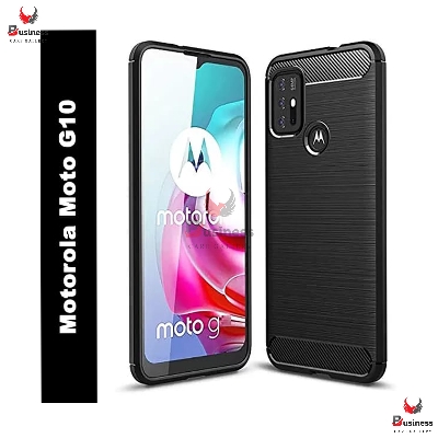 Picture of For Motorola Moto G10 Silicone Back Cover With Carbon Fiber Texture (Back Case Cover For Smartphone)