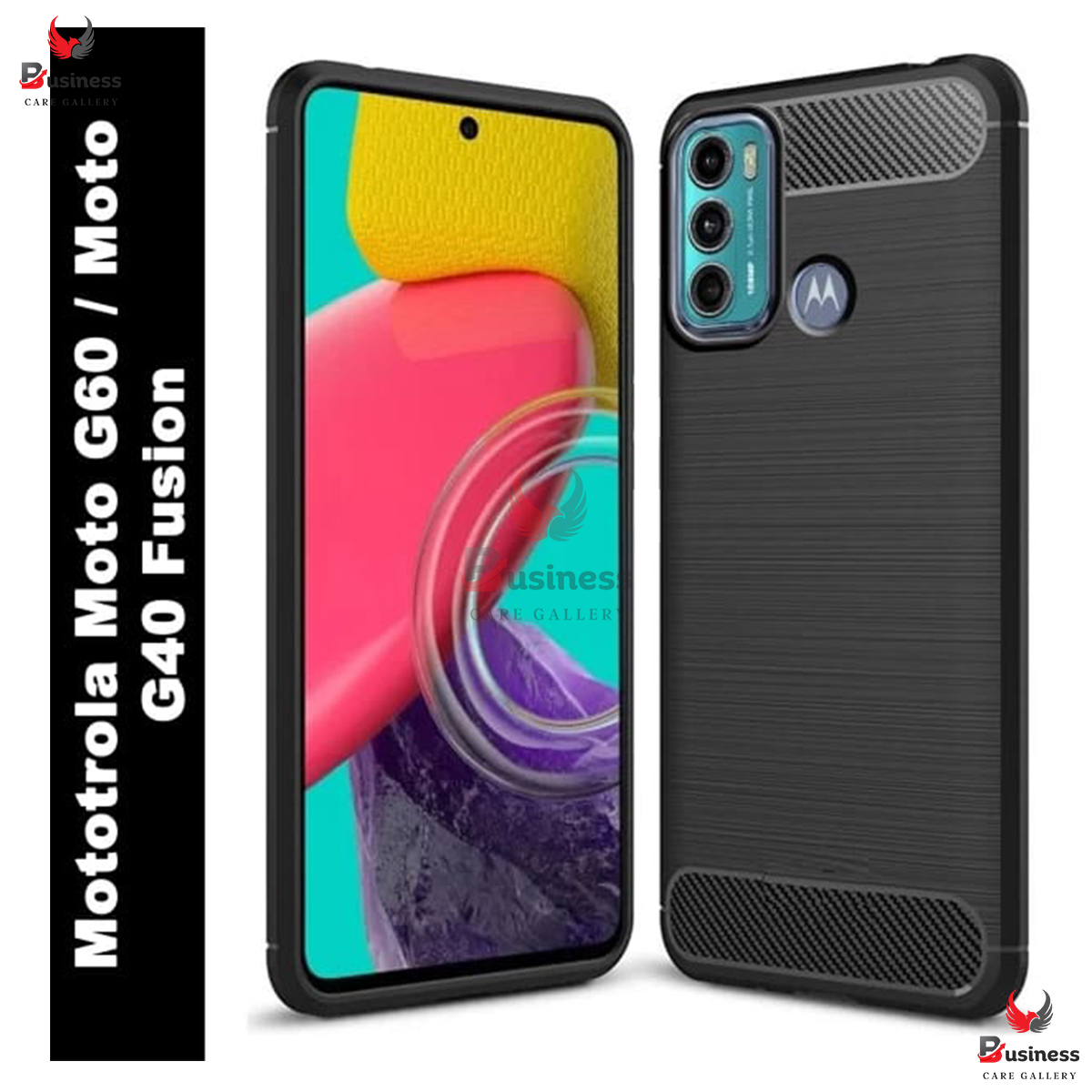 Picture of For Motorola Moto G60 Silicone Back Cover With Carbon Fiber Texture (Back Case Cover For Smartphone)