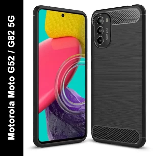 Picture of For Motorola Moto G82 Silicone Back Cover With Carbon Fiber Texture (Back Case Cover For Smartphone) Silicone Back Cover With Carbon Fiber Texture (Back Case Cover For Smartphone)