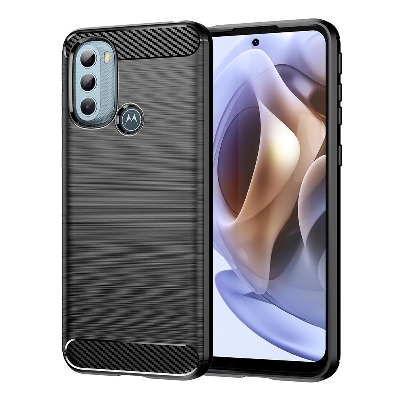 Picture of Motorola G31 Carbon Fiber High Quality Soft Mobile Back Cover (BLACK) for Moto G31 - Rugged Protection for Moto G31 - Premium Safety for Moto G31