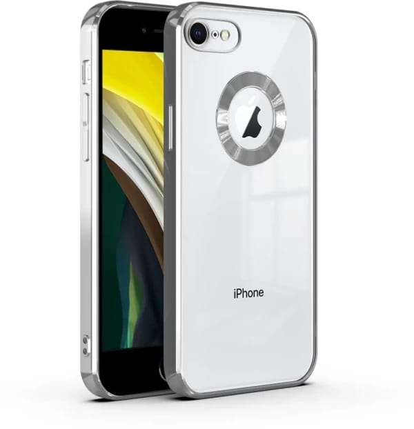 Picture of For Apple iPhone 7 / Apple iPhone 8 / Apple iPhone SE Transparent Electroplated Logo View Back Super Soft TPU CD Case Phone Back Cover