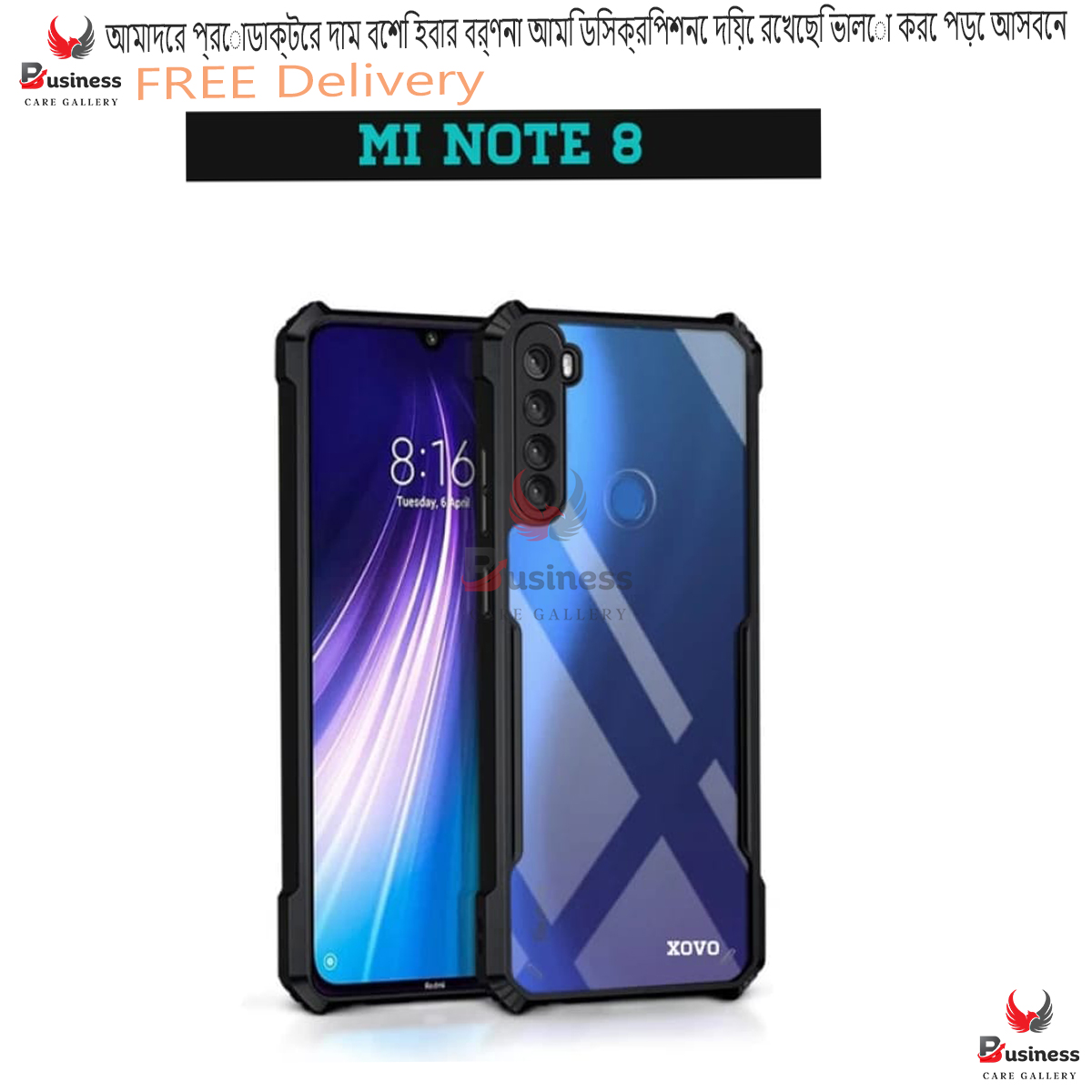 Picture of For Xiaomi Redmi Note 8 Edge-Reinforced Shockproof Cushion Back Clear Hybrid Transparent Hard Cover Casing