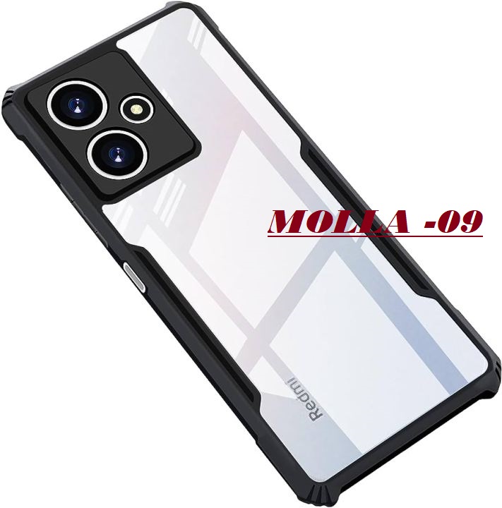 Picture of Redmi 12 5G /Poco M6 Pro 5G Xunddu  Back Cover | Crystal Clear Transparent Back | Ultra Hyrbid | Full Camera Protection | Raised Edge | Bumper Back Case (Black)