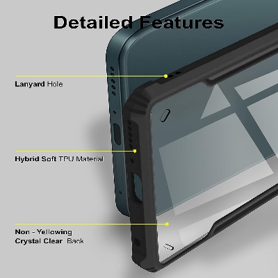 Picture of For Motorola Moto G13 G23 Clear Back Hard Covers Shockproof Soft Black Rubber Frame Camera Protection Transparent Mobile Phone Cases