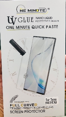 Picture of For Tecno spark 20 plus (A+ GRADE) Premium UV Tempered Glass Screen Protector Curved with Liquid Glue and UV Light -Transparent Clear