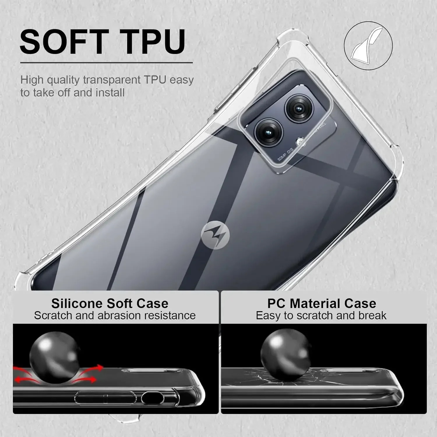 Picture of Back Cover for Motorola Moto G54 G84 5G Slim Fit TPU Protective Silicone Phone Cover Soft Case