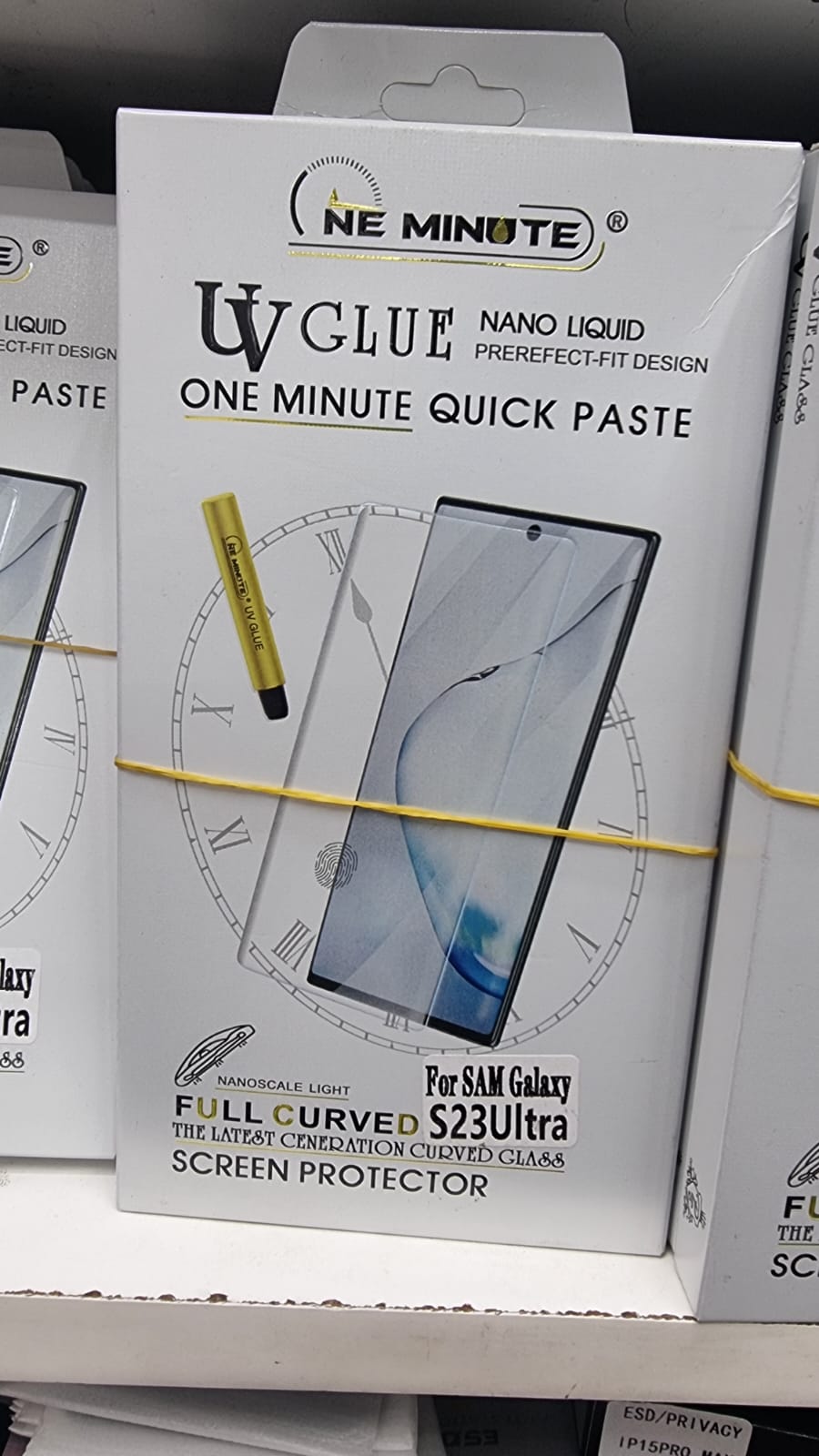 Picture of For Samsung S23 Ultra  (A+ GRADE) Premium UV Tempered Glass Screen Protector Curved with Liquid Glue and UV Light -Transparent Clear