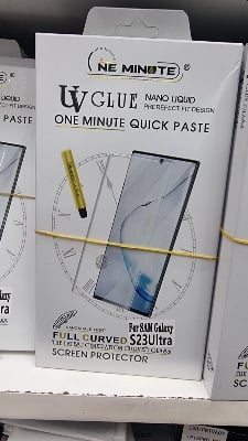 Picture of For Samsung S23 Ultra  (A+ GRADE) Premium UV Tempered Glass Screen Protector Curved with Liquid Glue and UV Light -Transparent Clear