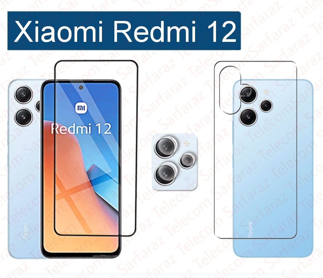 Picture of 3in1 Combo For Xiaomi Redmi 12 13D Screen Protector + Ultra Thin Back Poly + Camera Glass