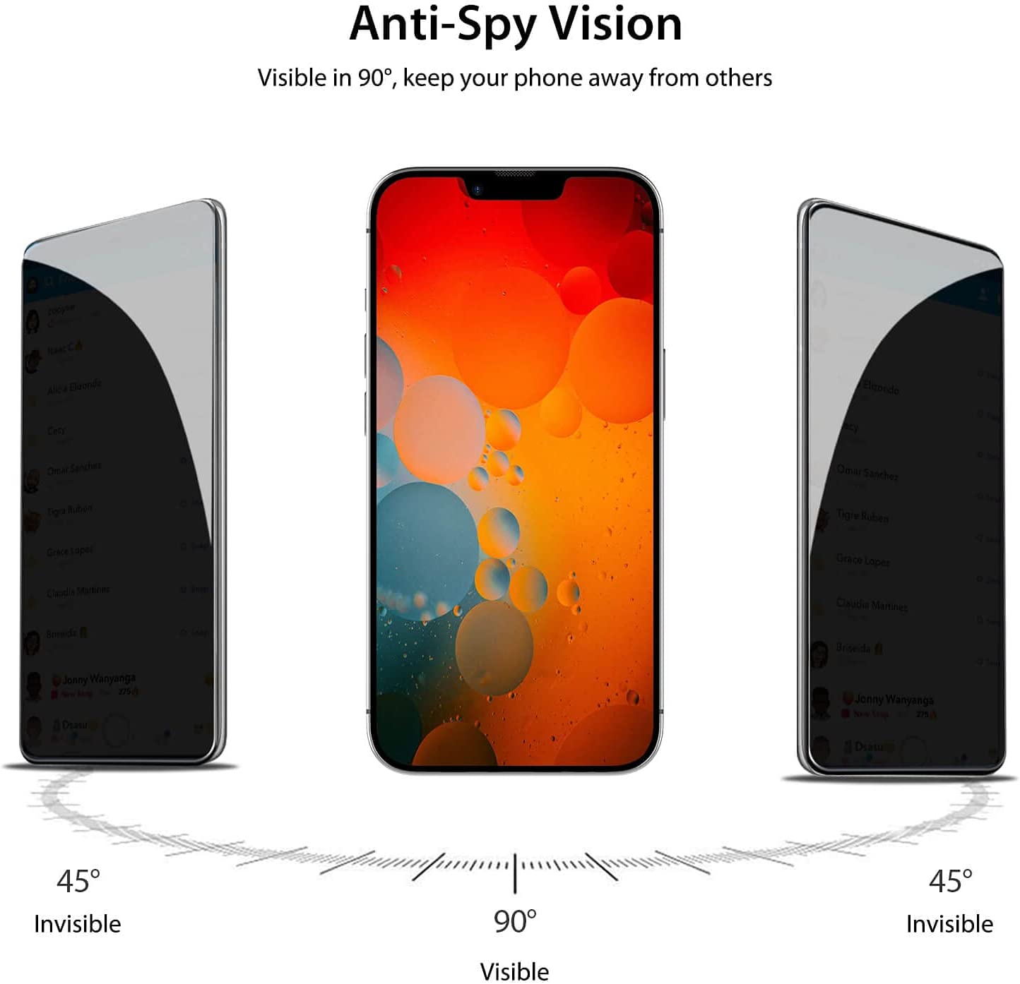 Picture of For Oppo F21 Pro/ F21 Pro 5G Anti Spy Privacy Screen Protector 9H Hardness Full Screen Glass Protector