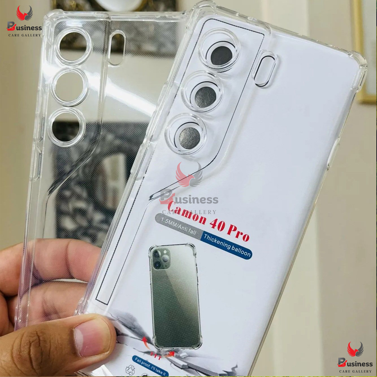 Picture of For Tecno Camon 40 Pro Reinforced Shockproof Cushion Back Clear Hybrid Transparent Sof Tpu Back Cover For Tecno Camon 40 Pro Phone Case