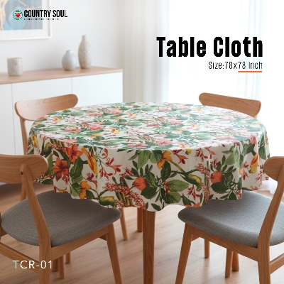Picture of Country Soul Round Table Cloth–78x78 Inch Green Table Cloths/ Cover (Model TCR-1/2/3)-1Pcs