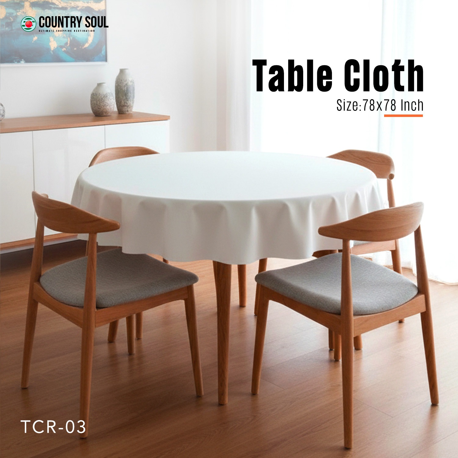Picture of Country Soul Round Table Cloth–78x78 Inch Green Table Cloths/ Cover (Model TCR-1/2/3)-1Pcs