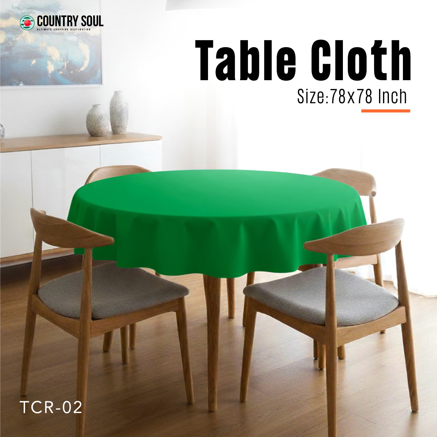 Picture of Country Soul Round Table Cloth–78x78 Inch Green Table Cloths/ Cover (Model TCR-1/2/3)-1Pcs