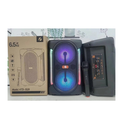 Picture of KTS Speaker KTS-1329 6.5 Inch Twin loudspeakers electronics sound wireless party speaker with Wireless Microphone for Karaoke