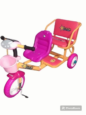 Picture of Kids Double Seat Tricycle Ride-On Bike with Pedals, Durable Plastic Body, Comfortable Seat & Stylish Design – Baby/Kids Cycle for Indoor & Outdoor Fun (Age 2–5 Years)