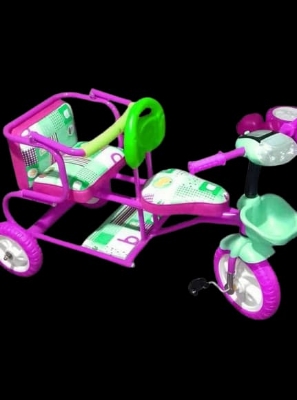 Picture of Kids Double Seat Tricycle Ride-On Bike with Pedals, Durable Plastic Body, Comfortable Seat & Stylish Design – Baby/Kids Cycle for Indoor & Outdoor Fun (Age 2–5 Years)