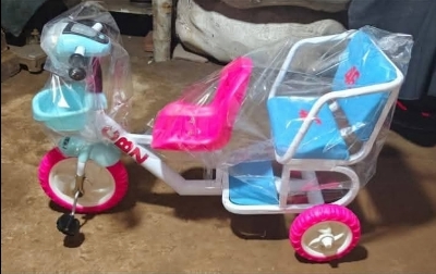 Picture of Kids Double Seat Tricycle Ride-On Bike with Pedals, Durable Plastic Body, Comfortable Seat & Stylish Design – Baby/Kids Cycle for Indoor & Outdoor Fun (Age 2–5 Years)