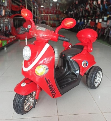 Picture of Kids Rechargeable Scooty Electric Bike with Key Start, Hand Pickup, Foot Brake, Music & LED Lighting Wheels –6V Battery Powered & Double Motor Ride-On Motorcycle for Children Age 4–10 Years