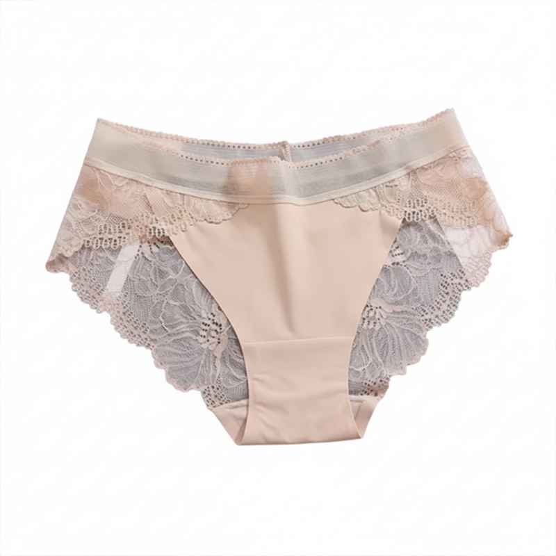 Picture of Women's Sexy Lace Panties Mid Waist Ice Silk Underwear Plus Size
