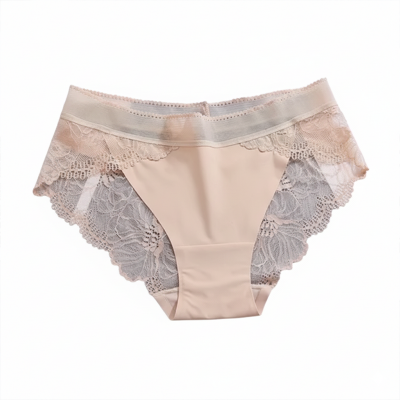 Picture of Women's Sexy Lace Panties Mid Waist Ice Silk Underwear Plus Size