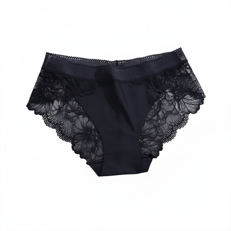 Picture of Women's Sexy Lace Panties Mid Waist Ice Silk Underwear Plus Size