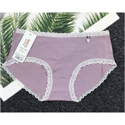 Picture of pure cotton ladies double-layer bite lace side breathable underwear(3pcs)