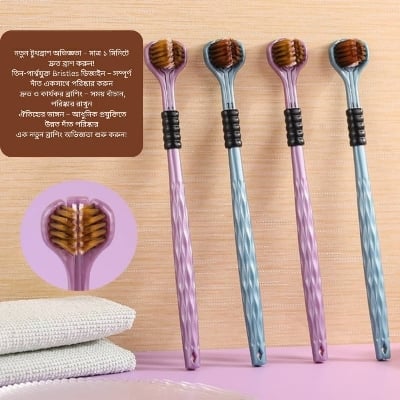 Picture of Three-Sided Soft Bristle Toothbrush | 3D Manual Adult Toothbrush with Tongue Scraper 1PCS