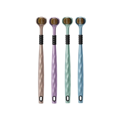 Picture of Three-Sided Soft Bristle Toothbrush | 3D Manual Adult Toothbrush with Tongue Scraper 1PCS